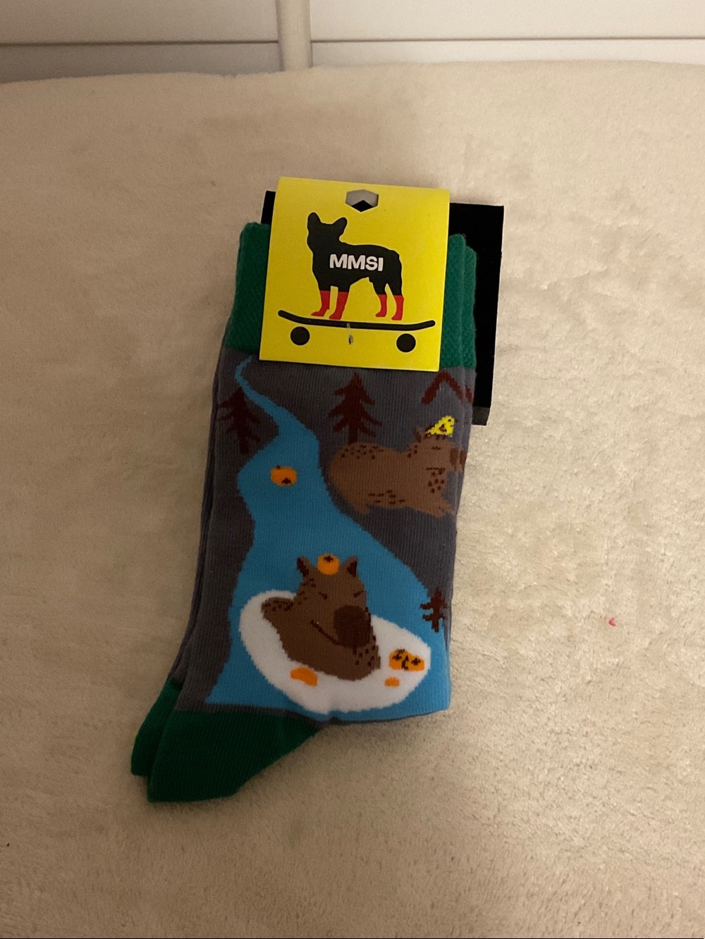 MSI Men's Bear River Crew Socks in Green, Blue, Gray